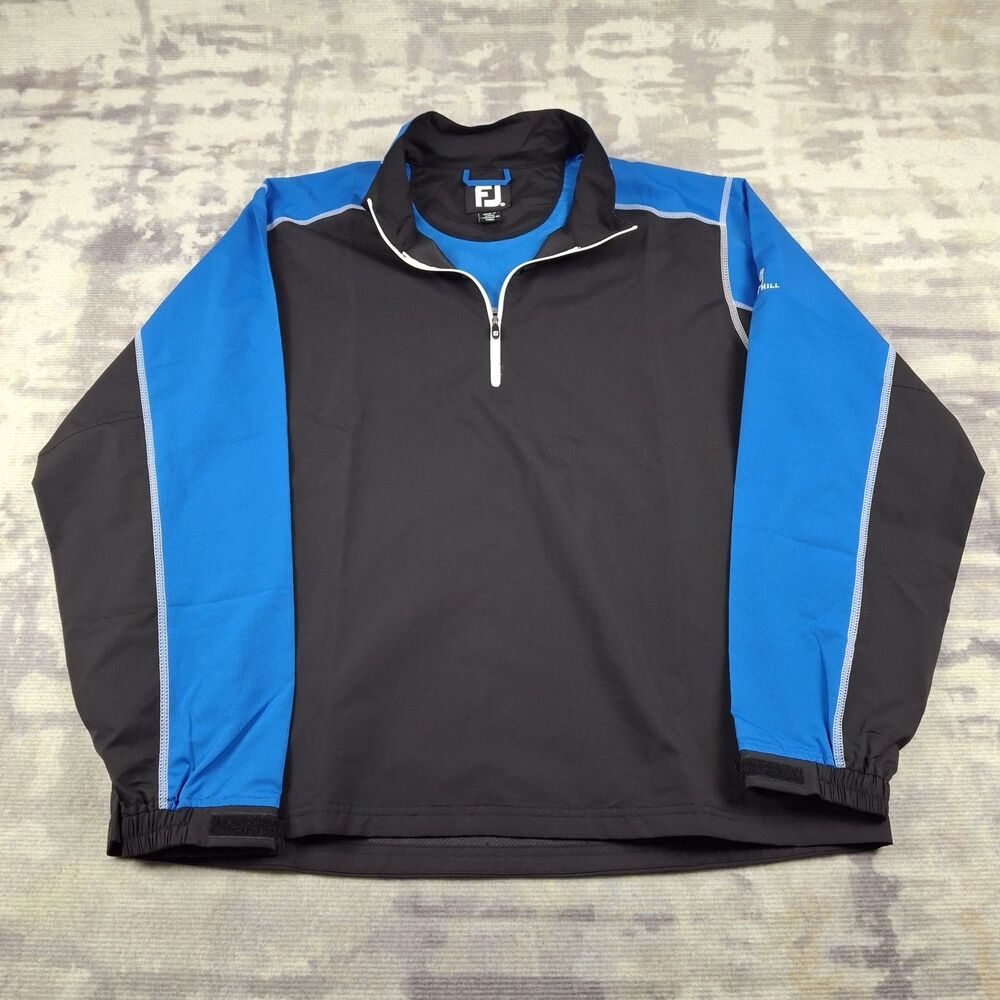 FootJoy Sport Golf Windshirt Pullover Mens L Black Blue Locust Hill CC Half Zip